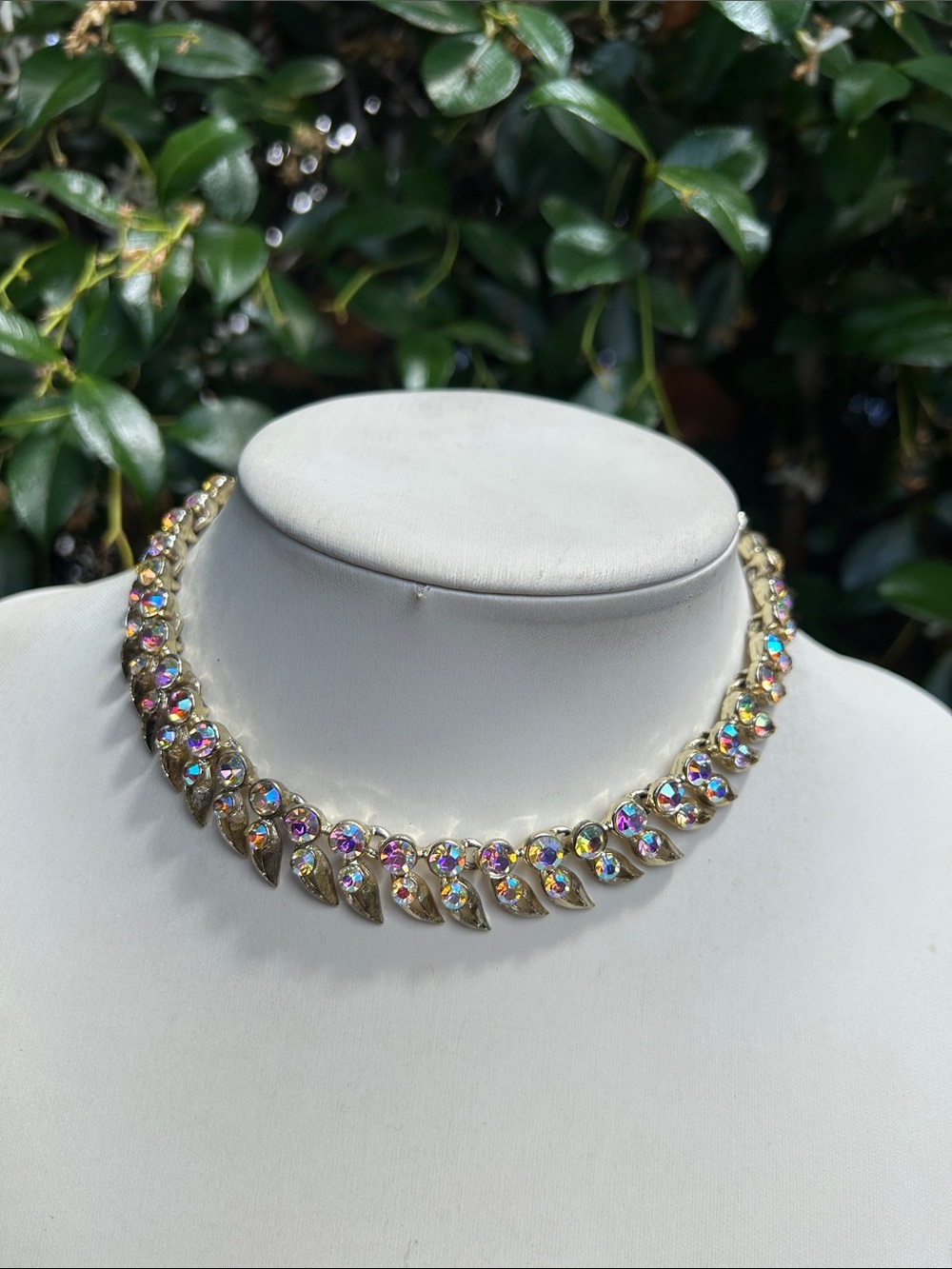 Vintage Kramer Aurora Borealis Gold-Tone Choker Necklace